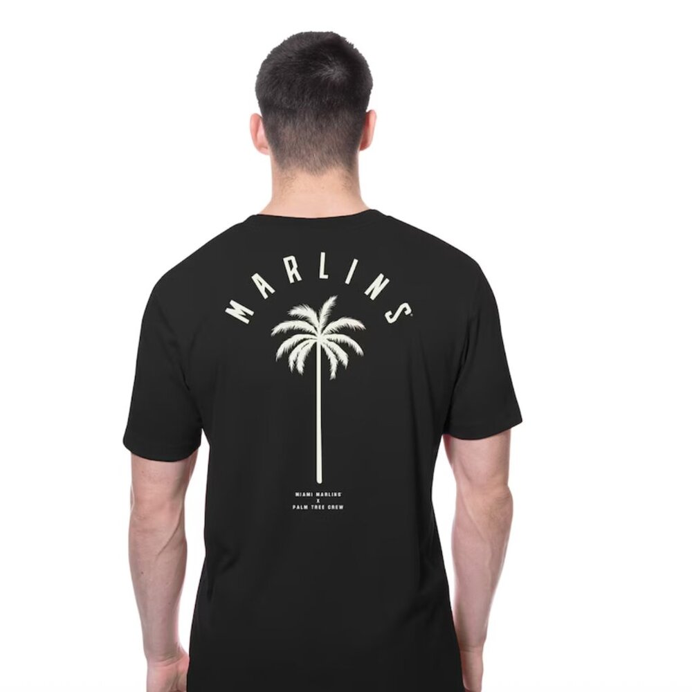 Men's Miami Marlins New Era Black Palm Tree Crew x MLB T-Shirt Medium NWOT